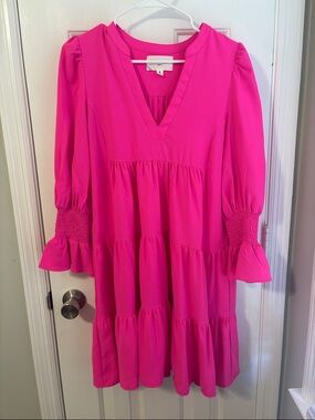 Pomander Place Hot Pink Tiered Mini Dress